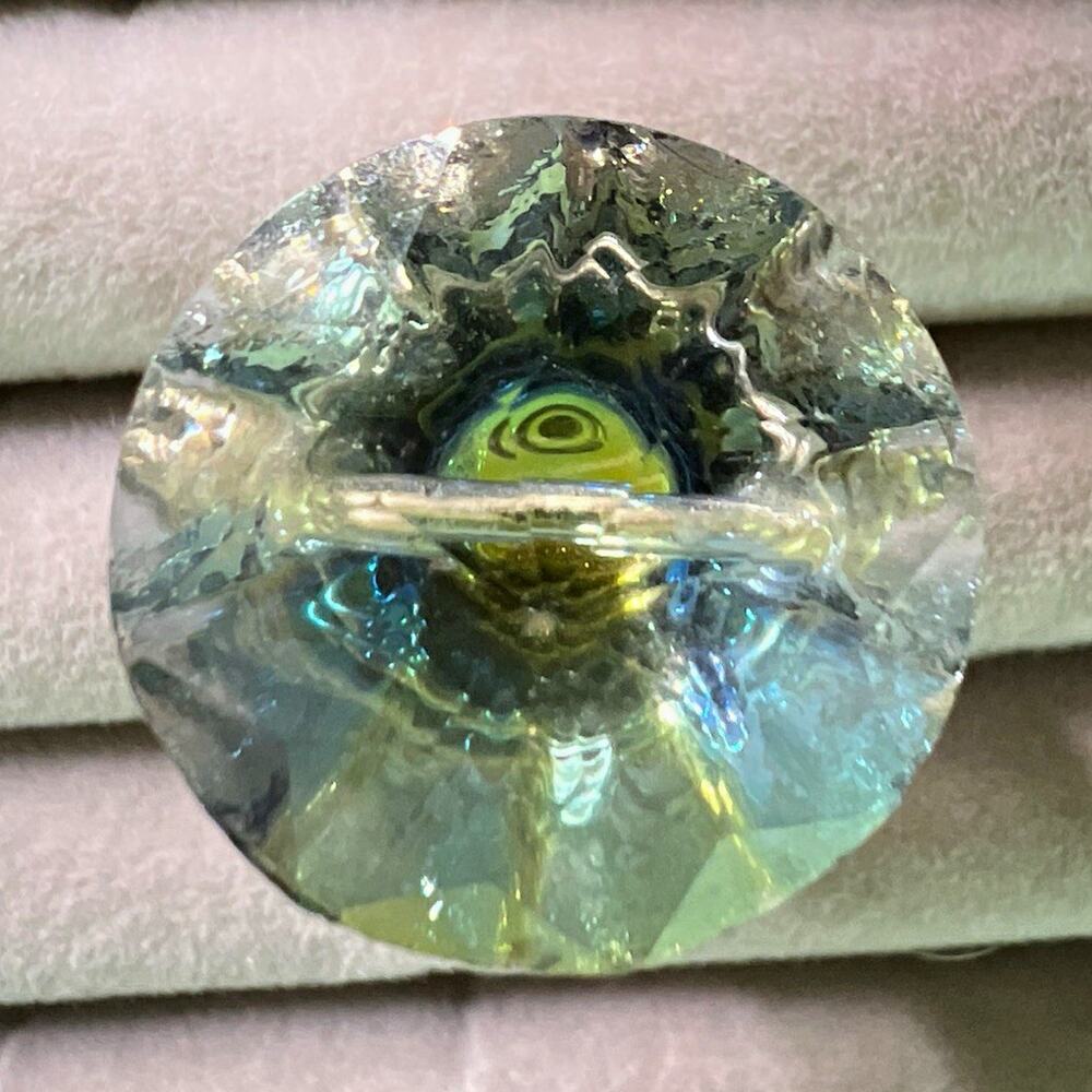 Gold Tone Wire Wrap Statement Cocktail Ring w/ Large Clear Round Stone